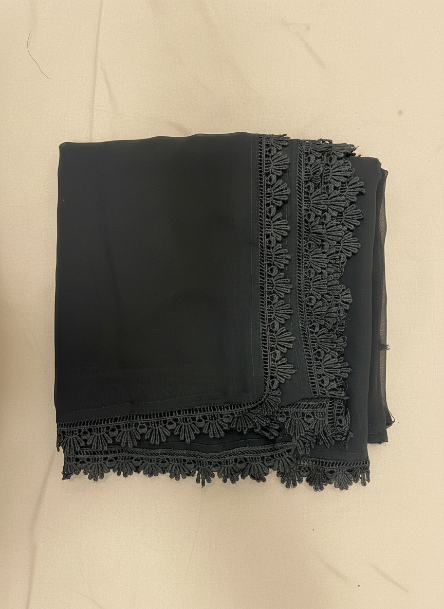 Black Georgette Anarkali with Four Side Lace Dupatta