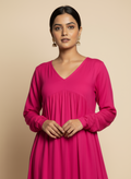 Pink Rayon Kurta Set with Pant Pocket